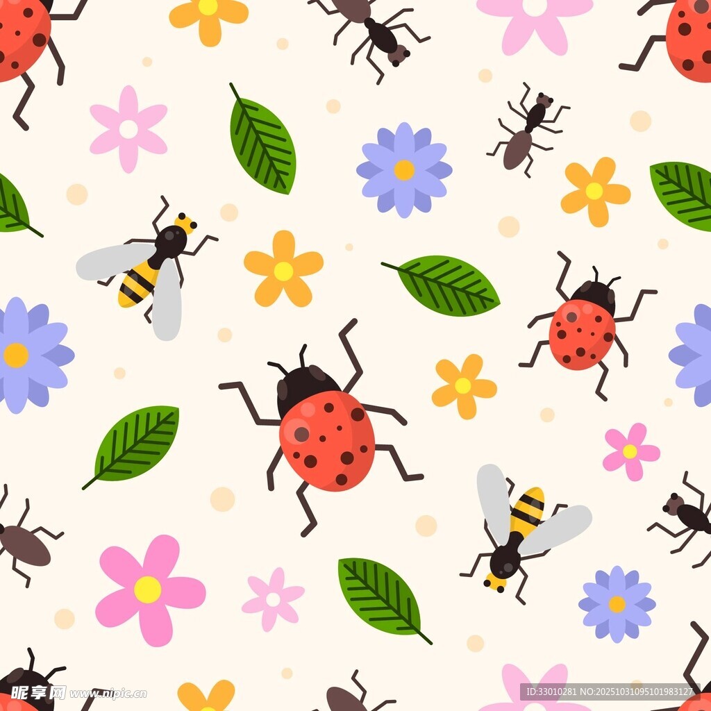昆虫花卉图案背景