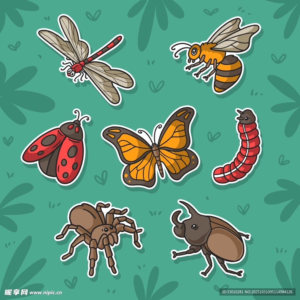 可爱昆虫贴纸集合