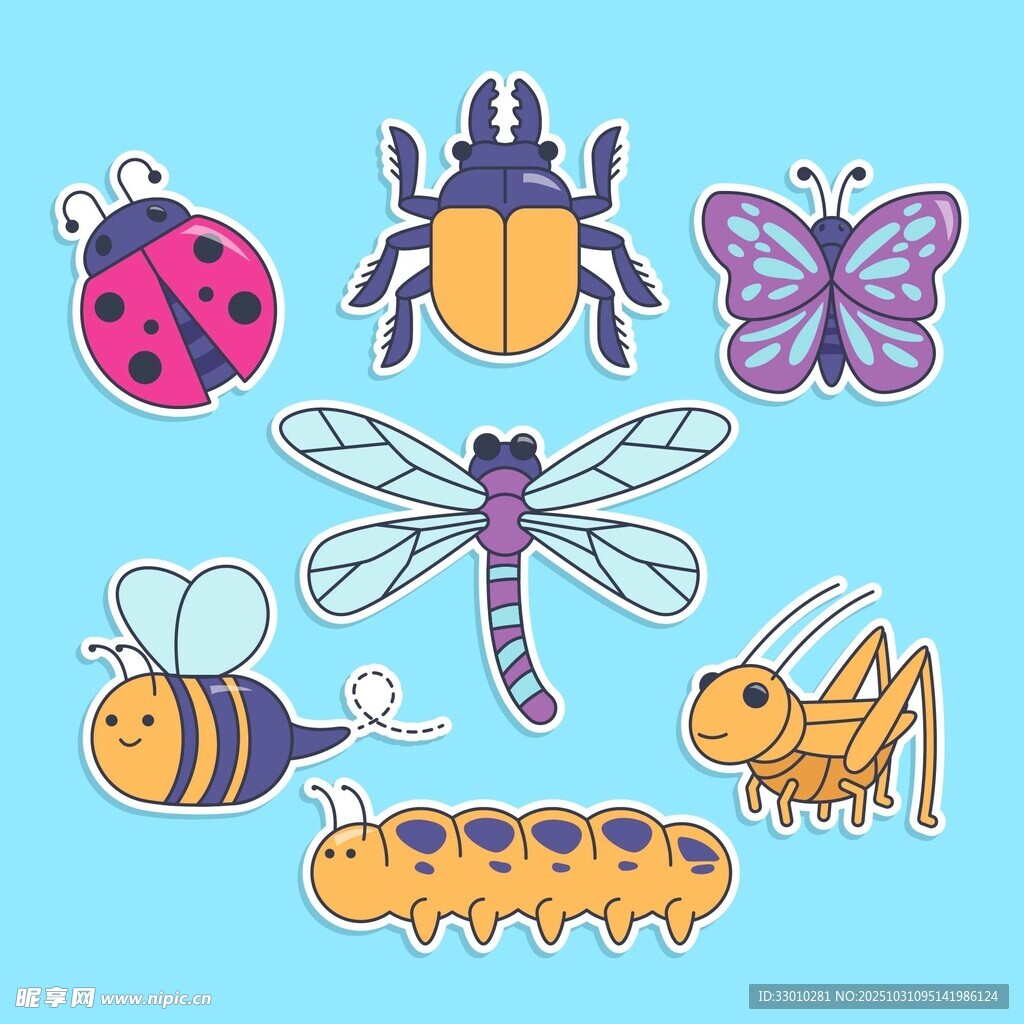 可爱昆虫卡通贴纸