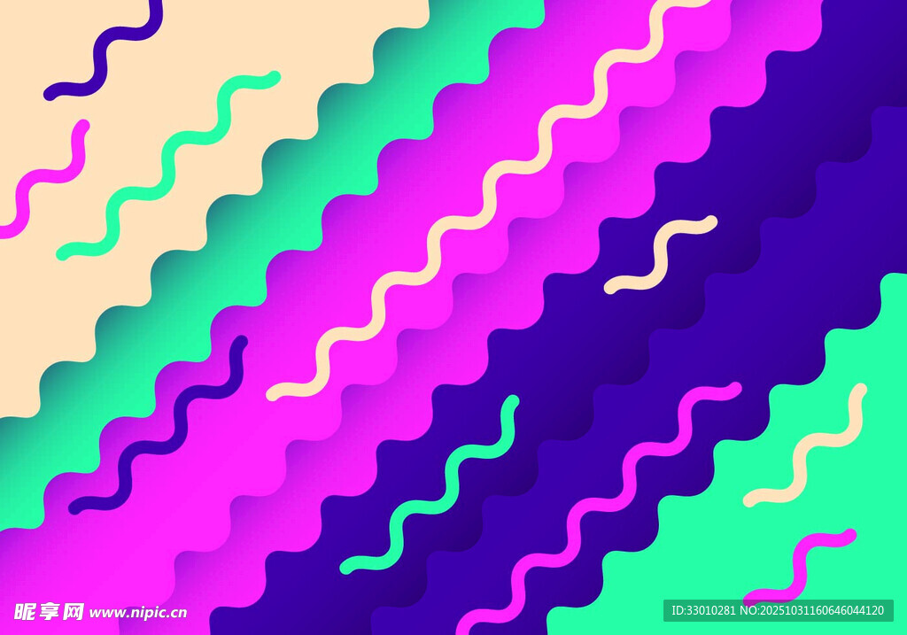 多彩波浪几何图案背景