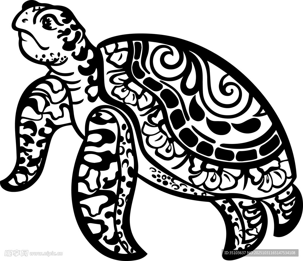 黑白花纹乌龟图案设计