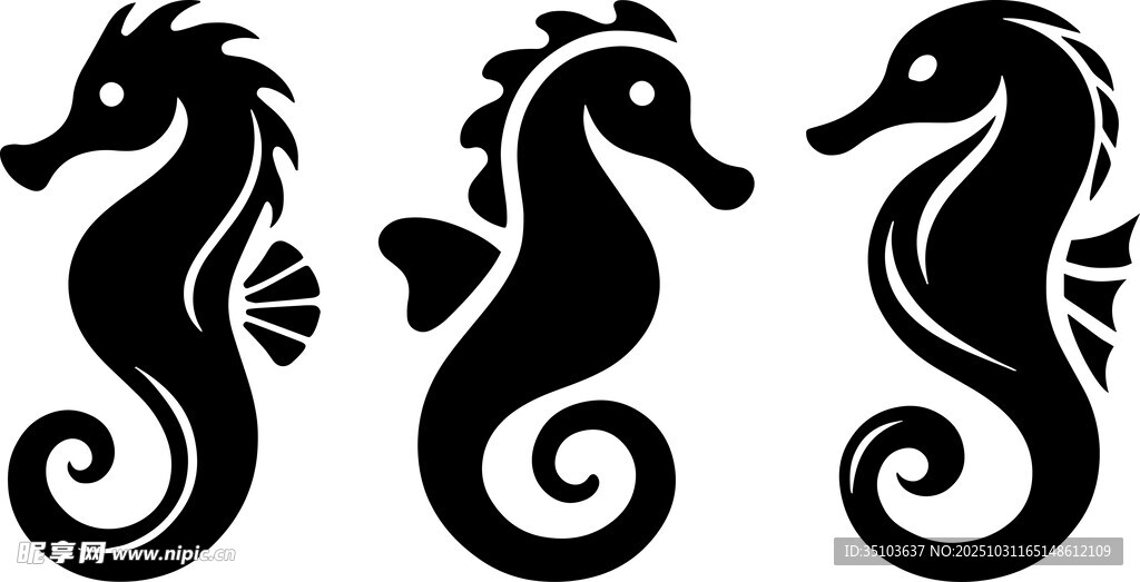 三只海马图案设计