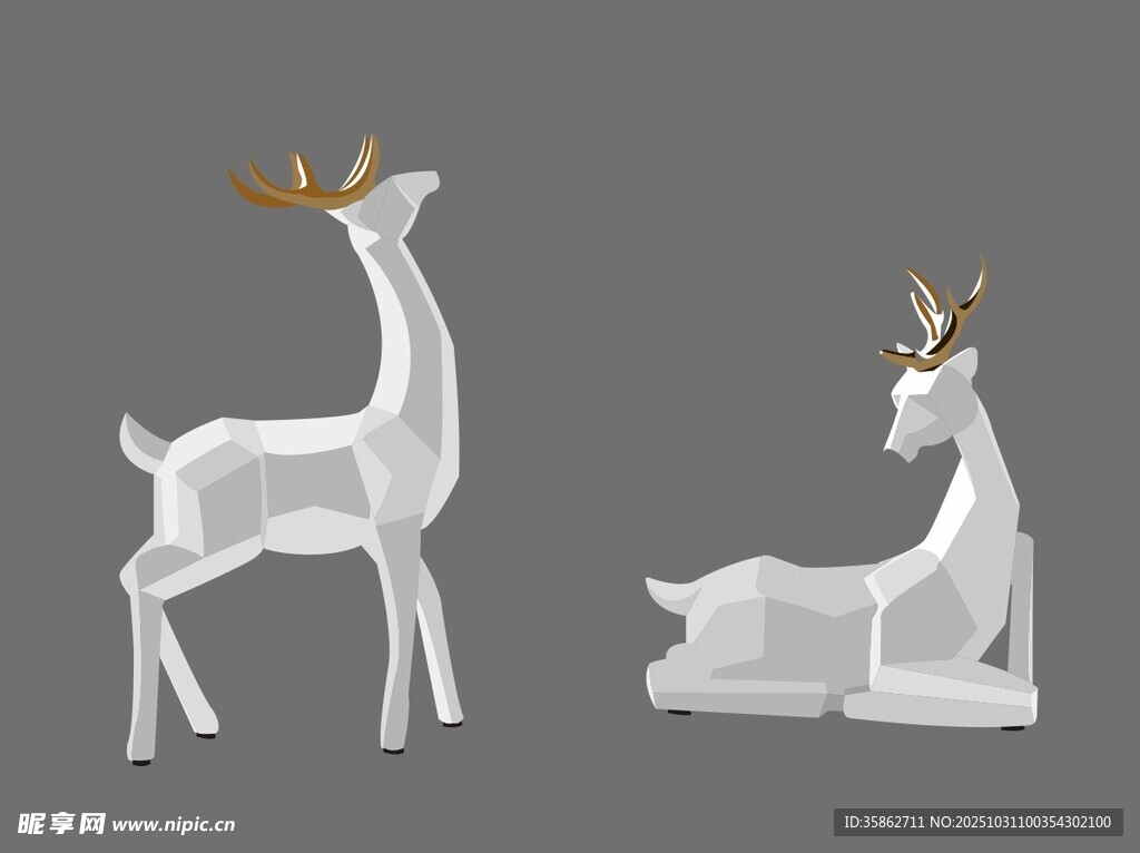 白色驯鹿摆件 优雅精致
