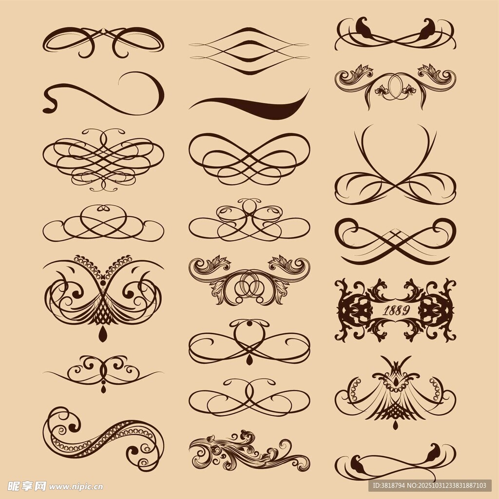 复古精美装饰花纹图案集