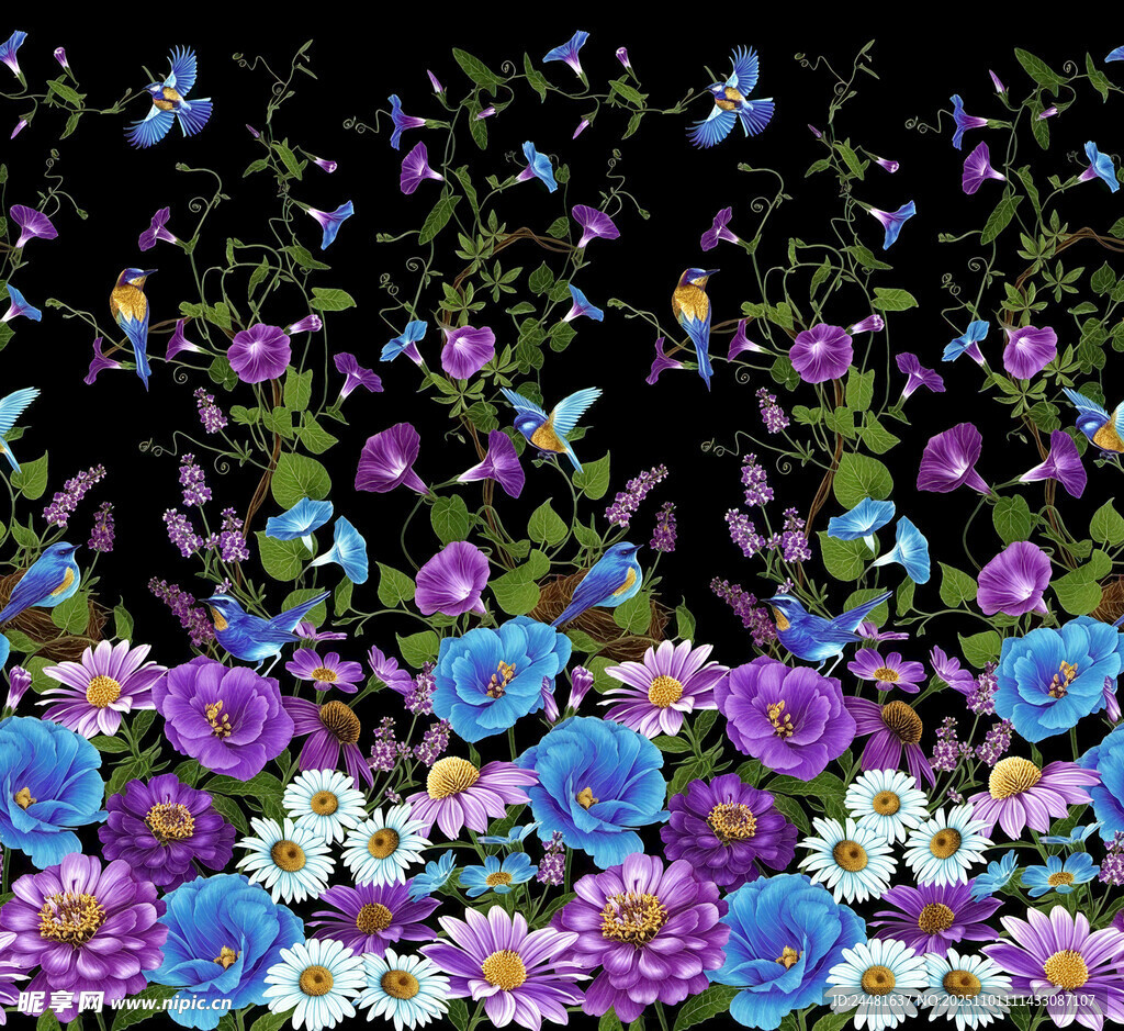 绚丽多彩花卉图案背景