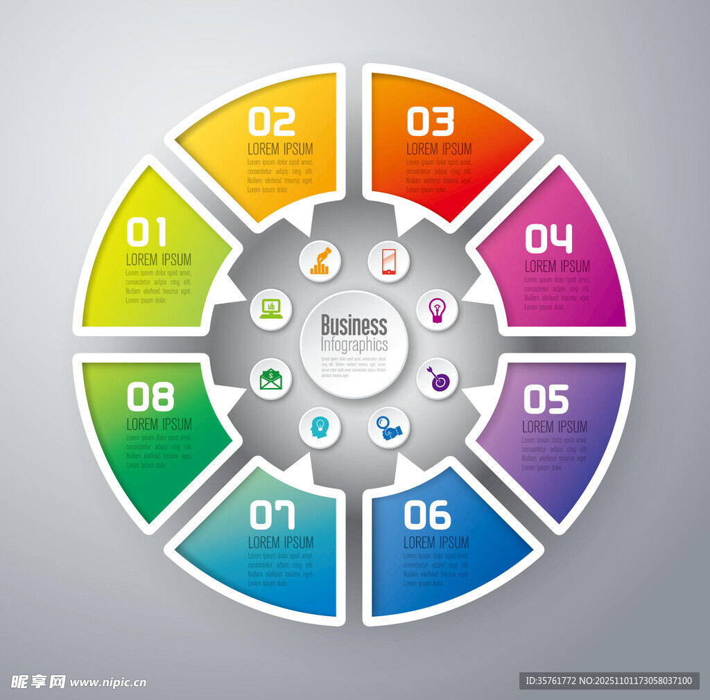 彩色环形信息图表模板