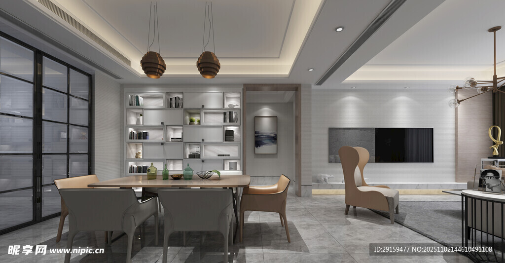 现代简约风客厅餐厅一体空间