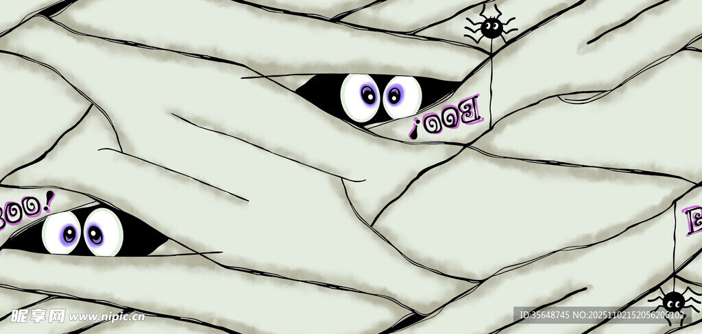 卡通风格的多只眼睛插画