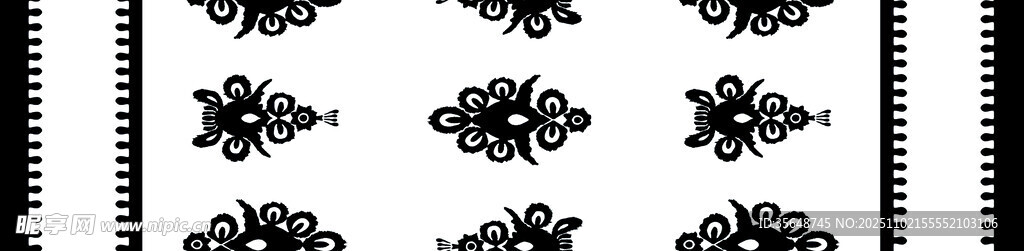 黑白鱼形图案装饰元素