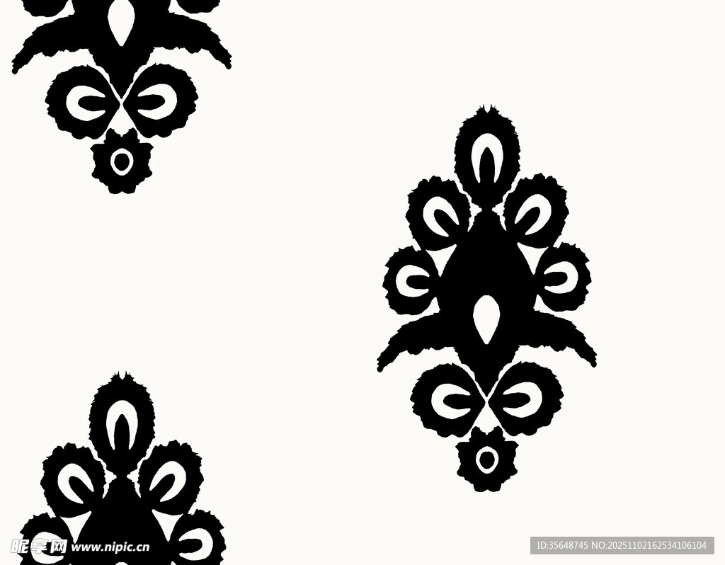 黑色复古花纹装饰图案