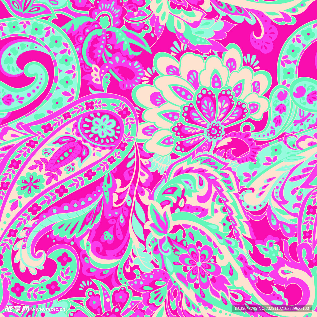 粉色佩斯利花纹图案