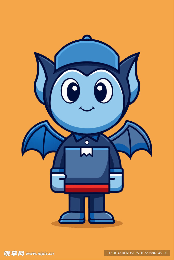 可爱蓝色蝙蝠卡通形象