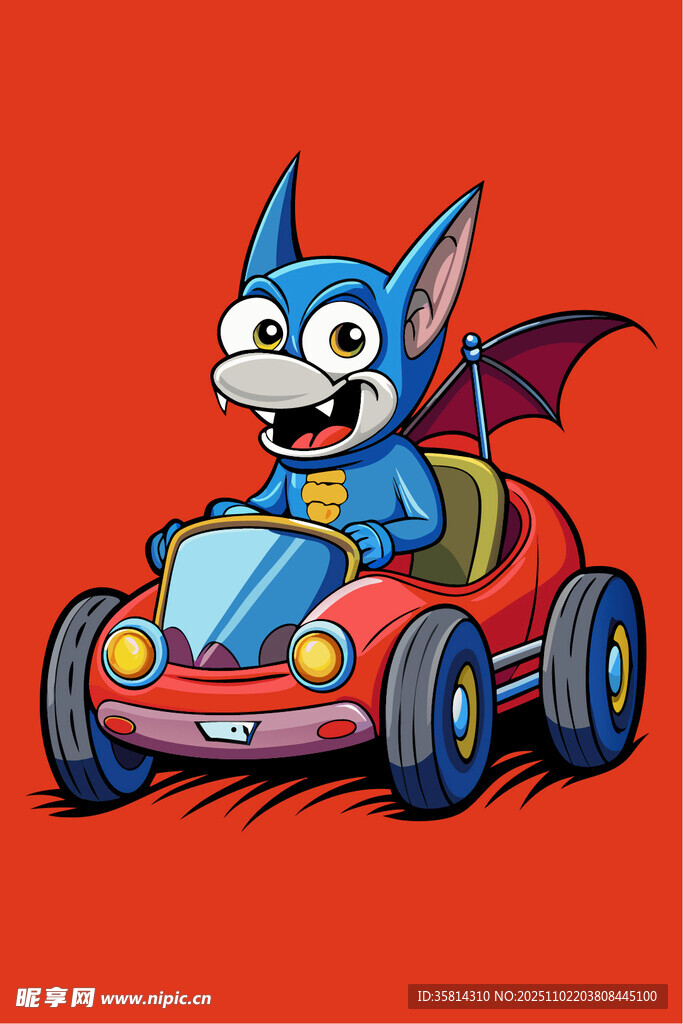 卡通蝙蝠驾驶酷炫赛车
