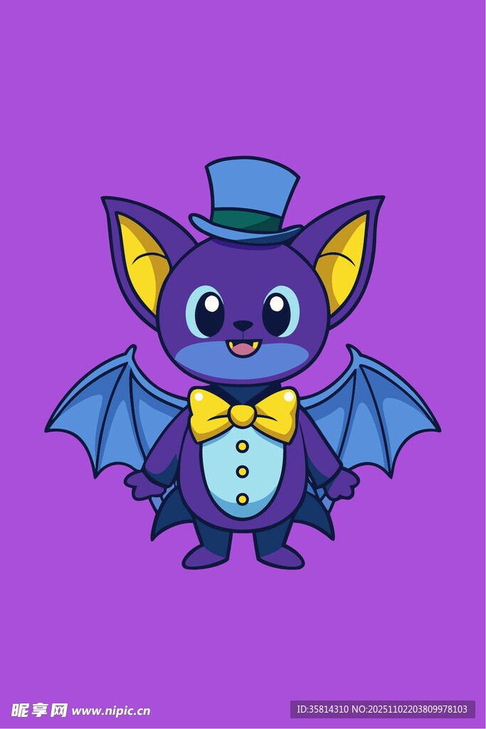 可爱紫色蝙蝠绅士形象