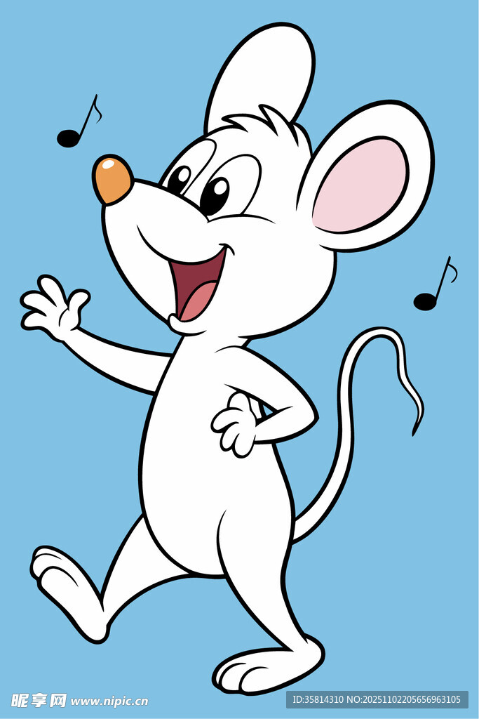 欢快跳舞的卡通小老鼠