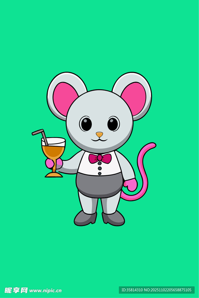 可爱小鼠手持饮料