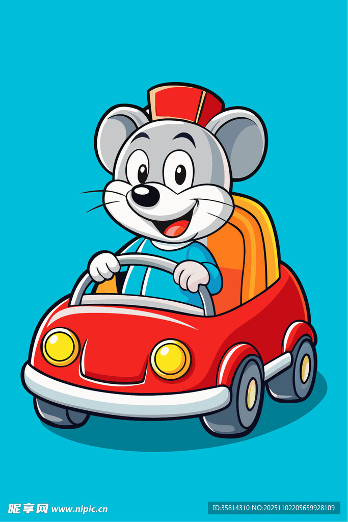 老鼠驾驶红色小车