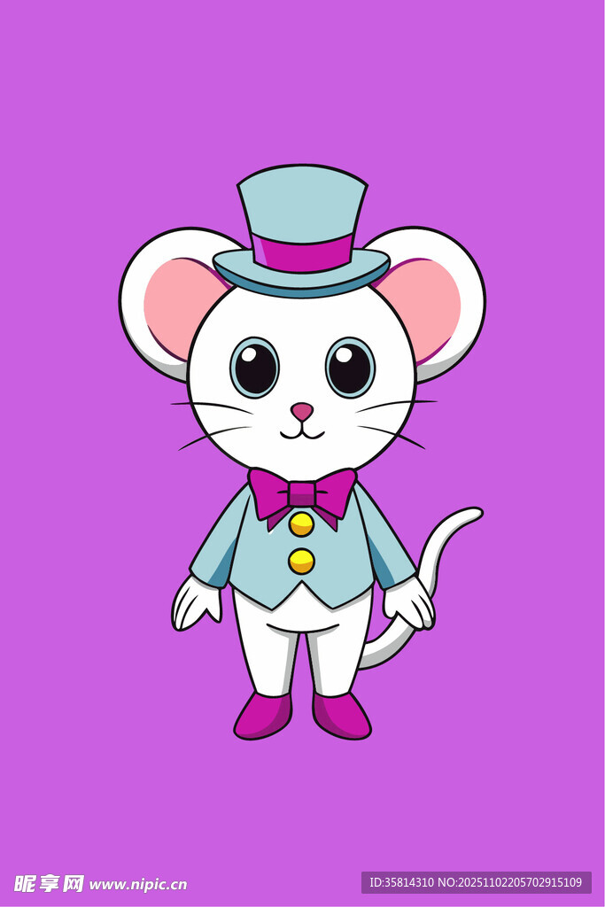 戴礼帽的可爱小老鼠