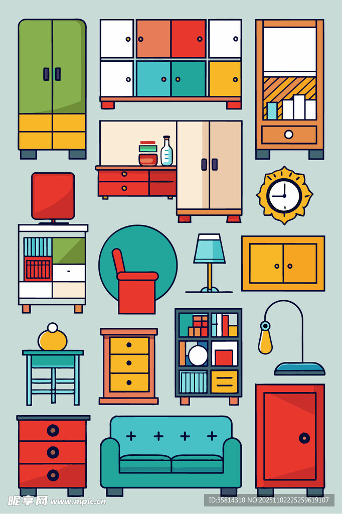 多彩家居家具元素集合
