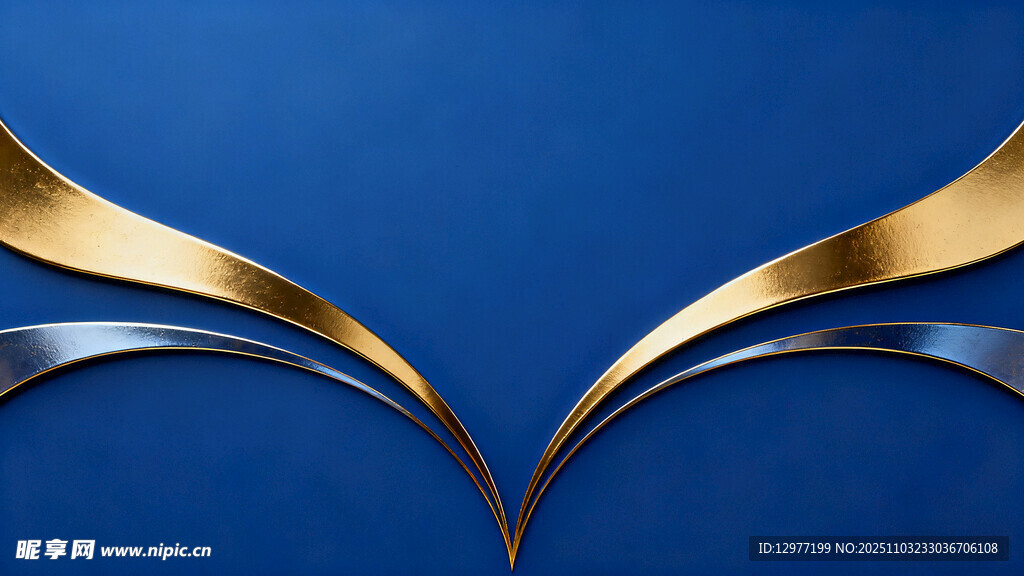 蓝色背景上的金色流线图案