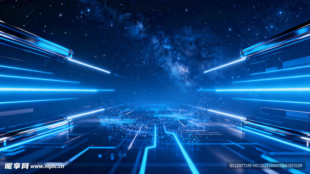 炫酷蓝色科技光线背景图