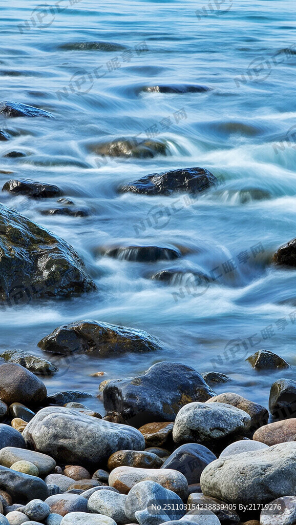 蓝色带有水素材场景图 