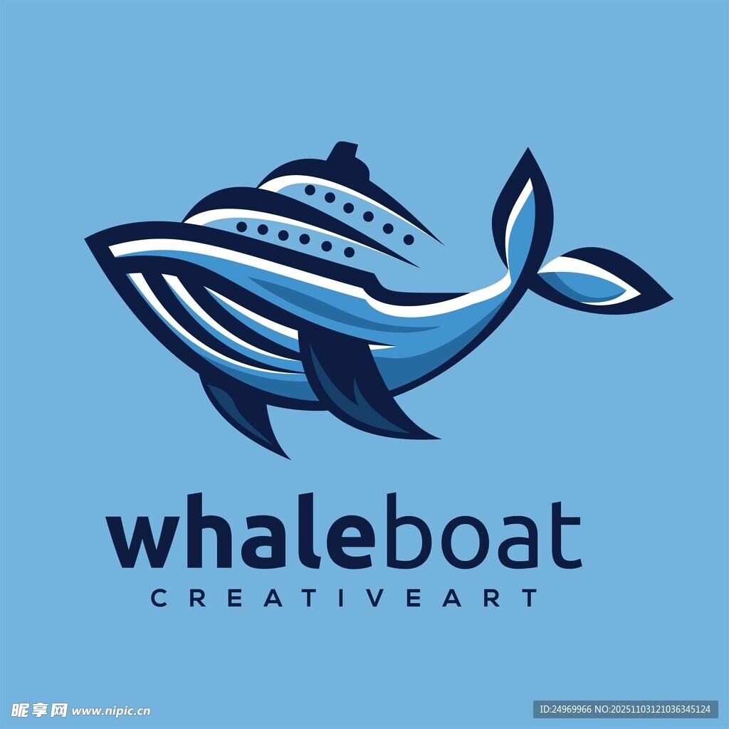 鲸鱼船创意标志设计