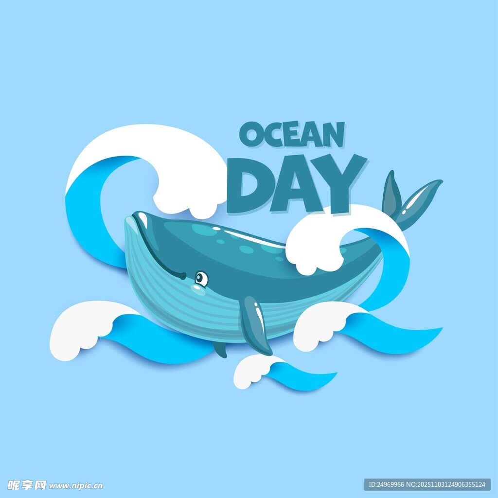 海洋日鲸鱼插画