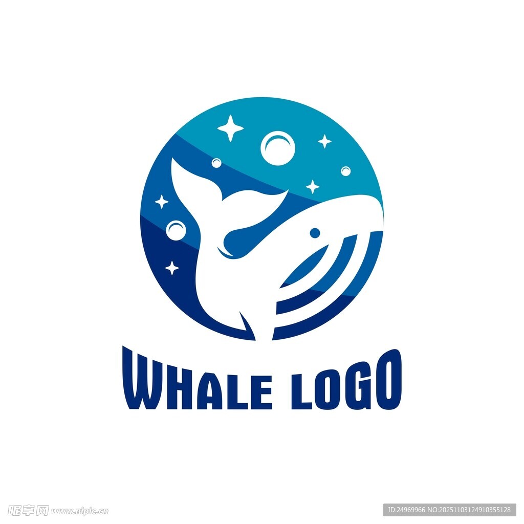 鲸鱼主题标志设计