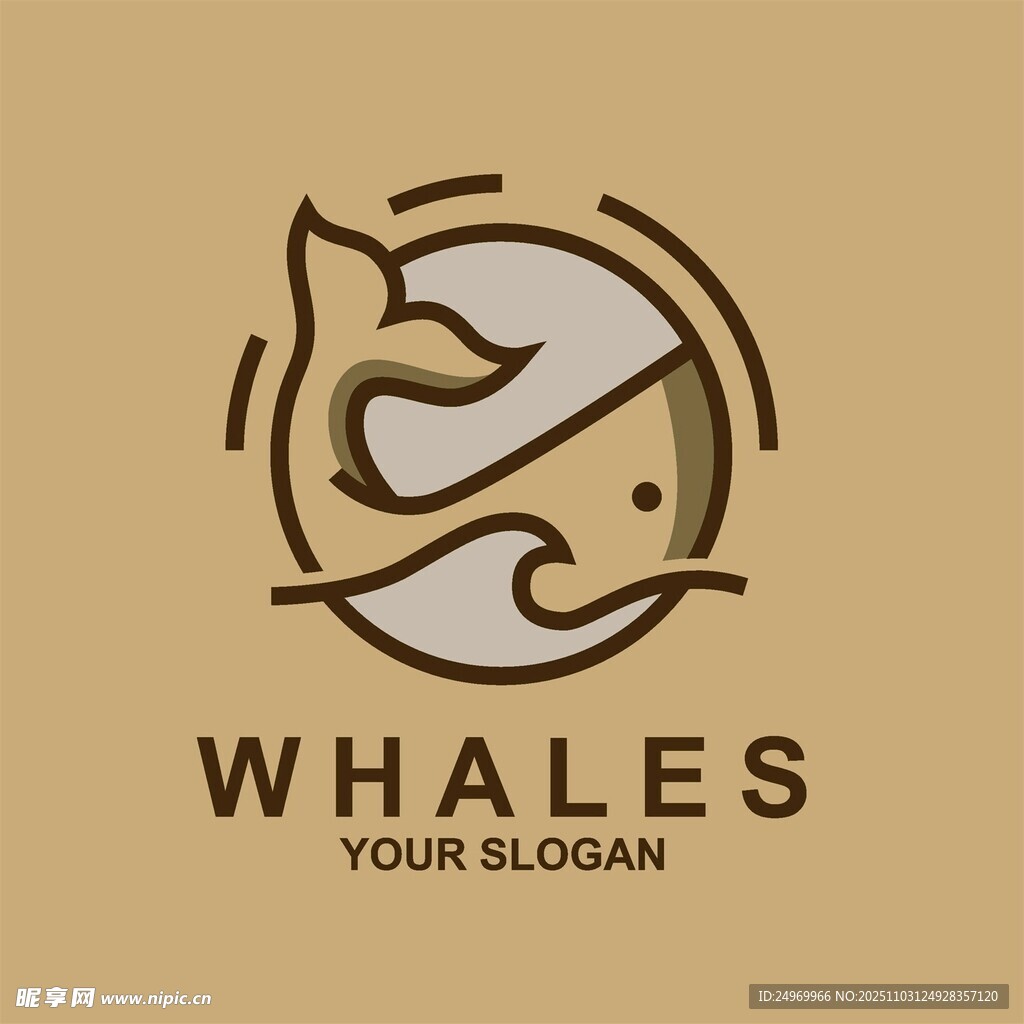 鲸鱼主题标志设计