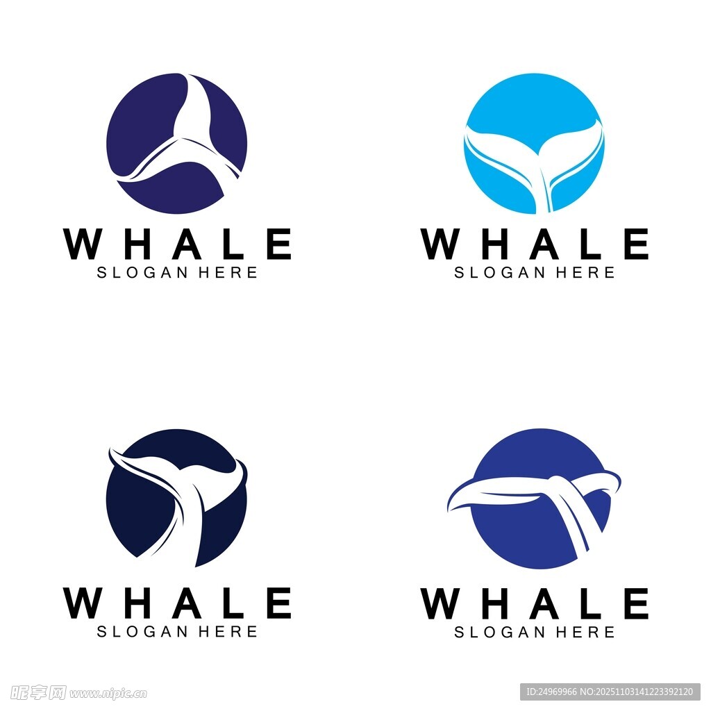 鲸鱼主题标志设计