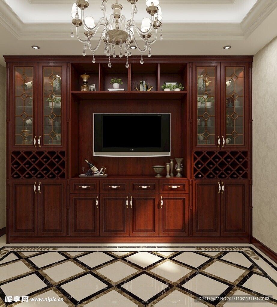 豪华客厅实木电视柜展示