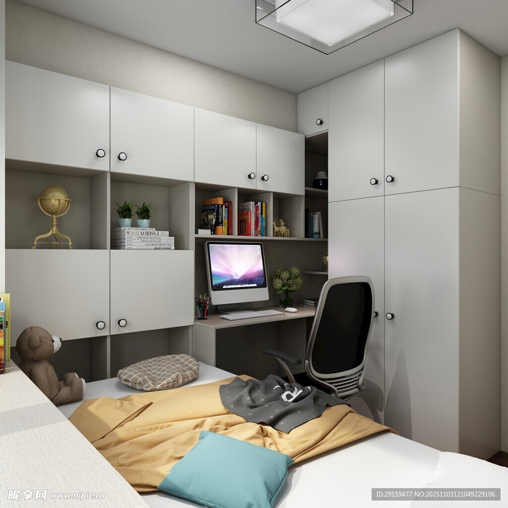 现代简约风卧室书房一体化