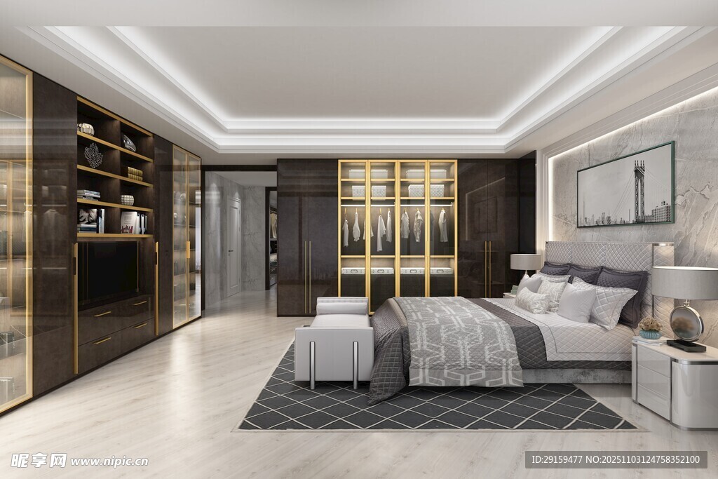 现代简约风豪华卧室空间