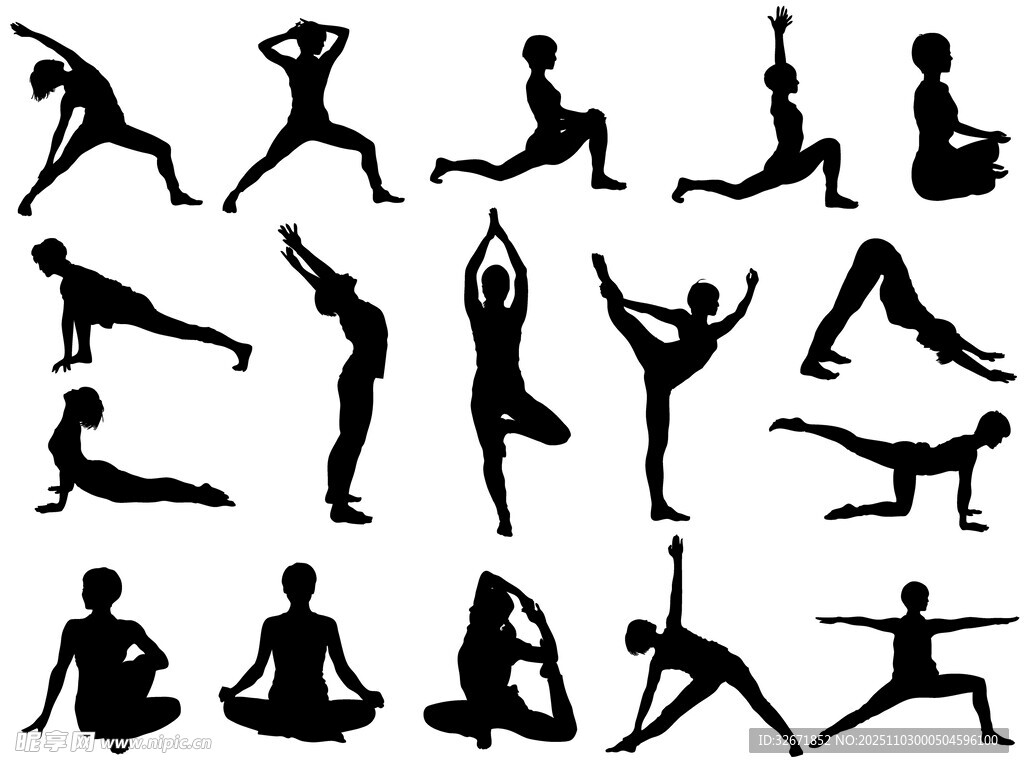 瑜伽姿势剪影