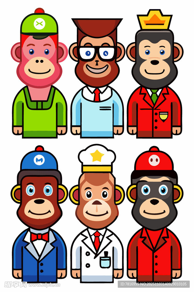 多样装扮的猴子形象