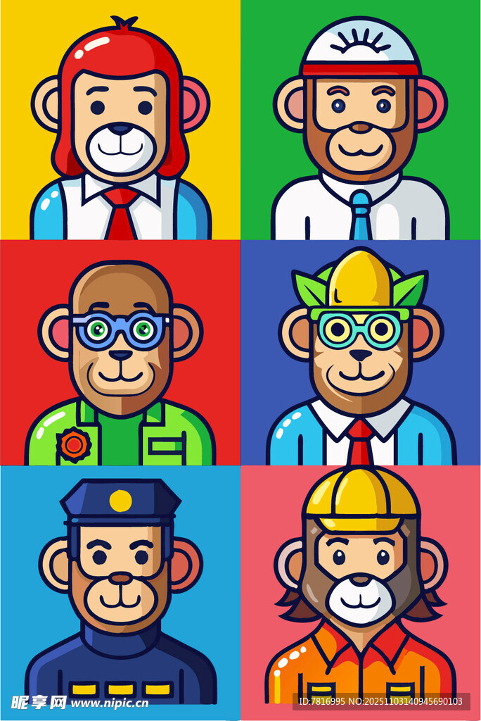 多彩卡通猴子人物形象