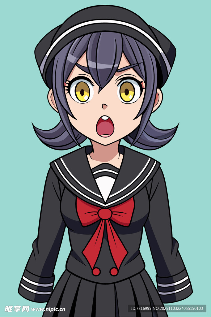 惊讶的水手服少女