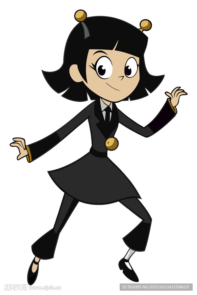 卡通黑衣女孩活力起舞