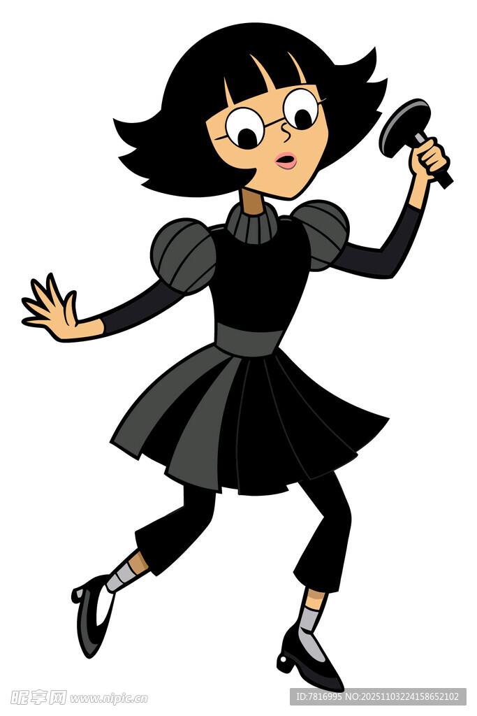 女孩手持话筒欢快起舞