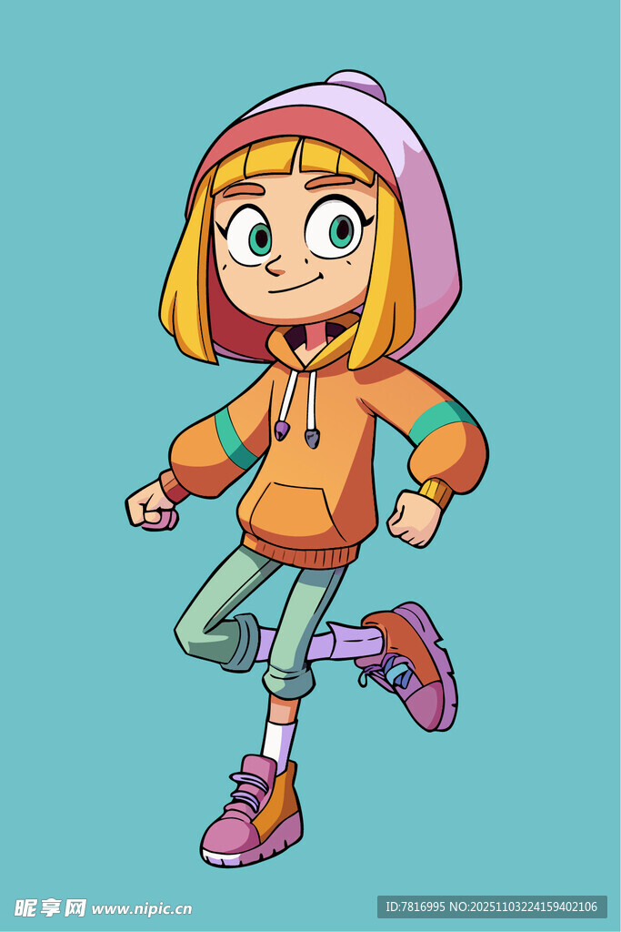 活力女孩欢快奔跑