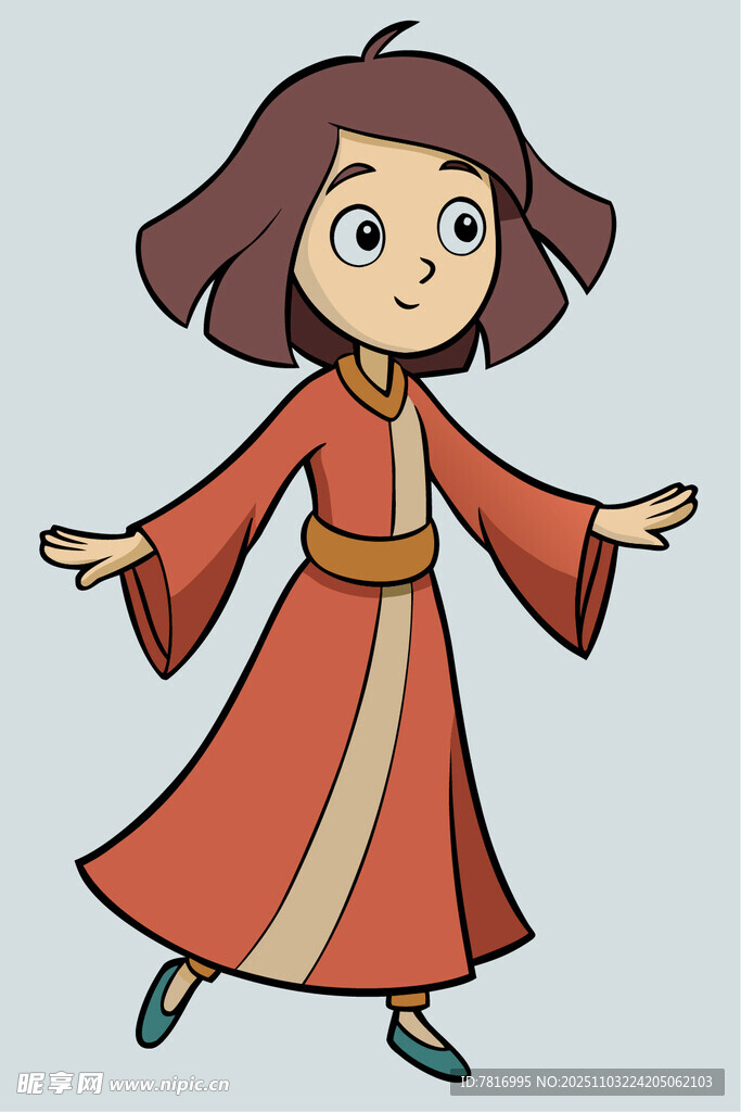 穿红衣的可爱卡通女孩