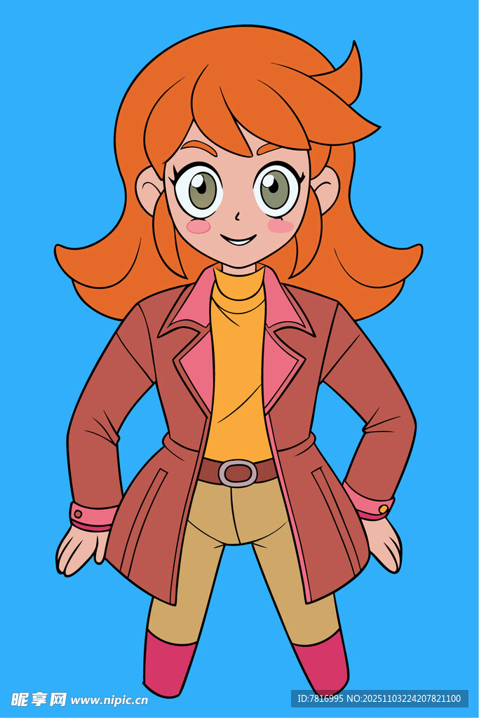 红发女孩时尚穿搭形象