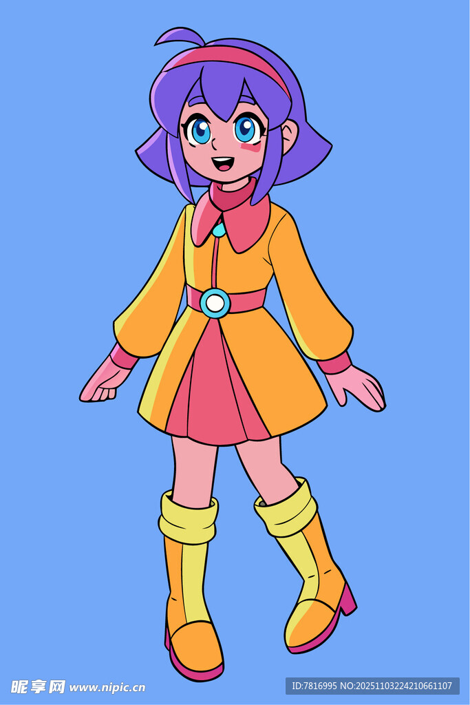 可爱紫发女孩时尚装扮