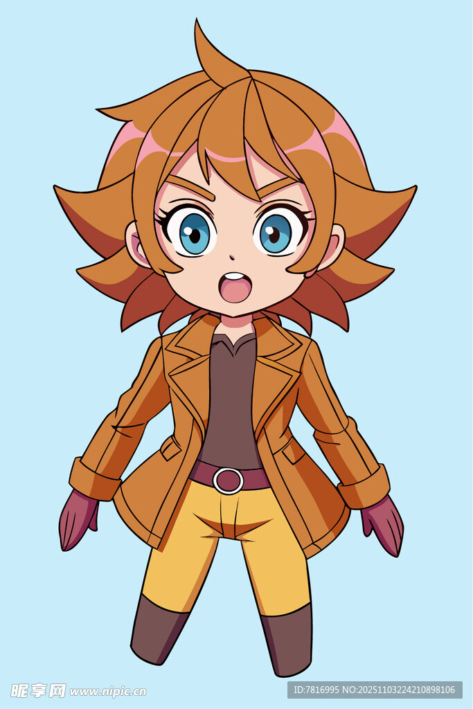 红发萌系女孩卡通形象