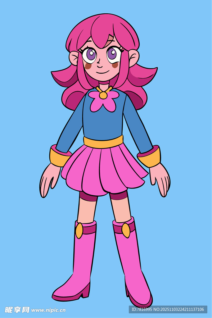 粉色系可爱少女卡通形象