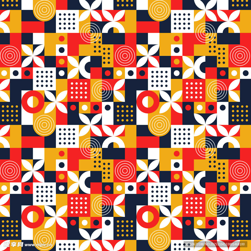 几何图案拼接的多彩装饰画