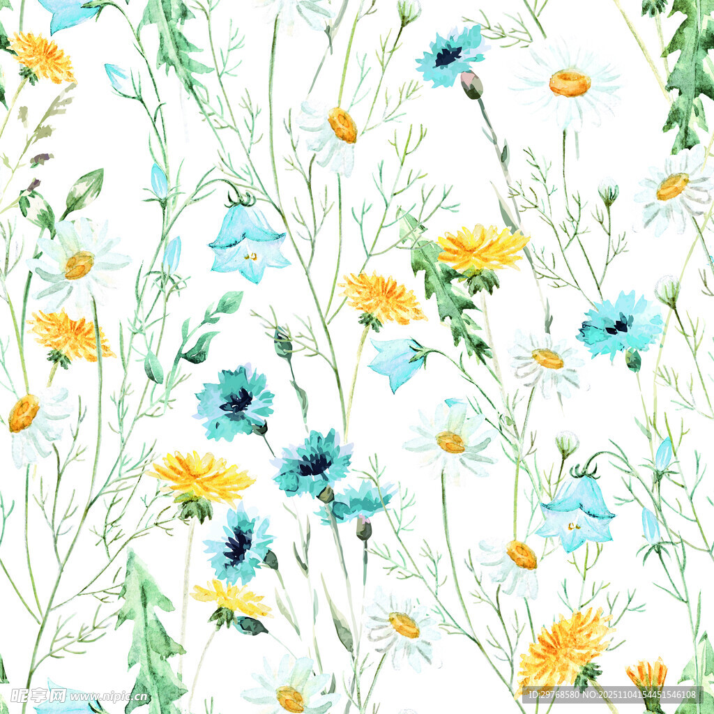 清新手绘花卉图案背景