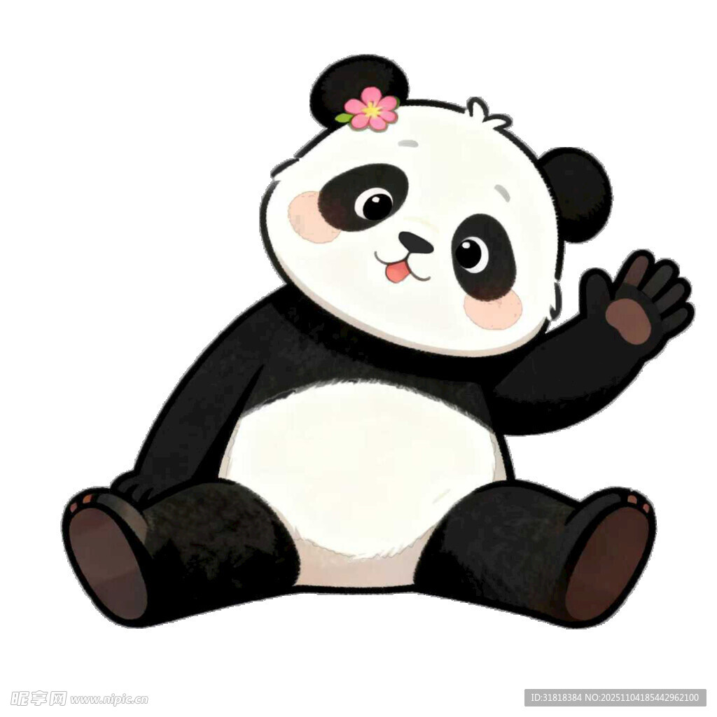 可爱熊猫挥手打招呼