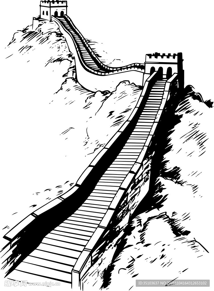 手绘长城图